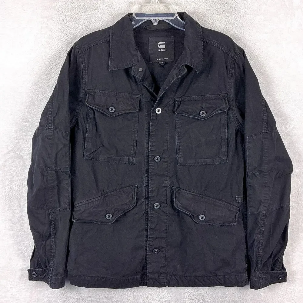 G Star Raw Overshirt Jacket Mens M Black Vodan Denim Indie Luxury Moto Y2K